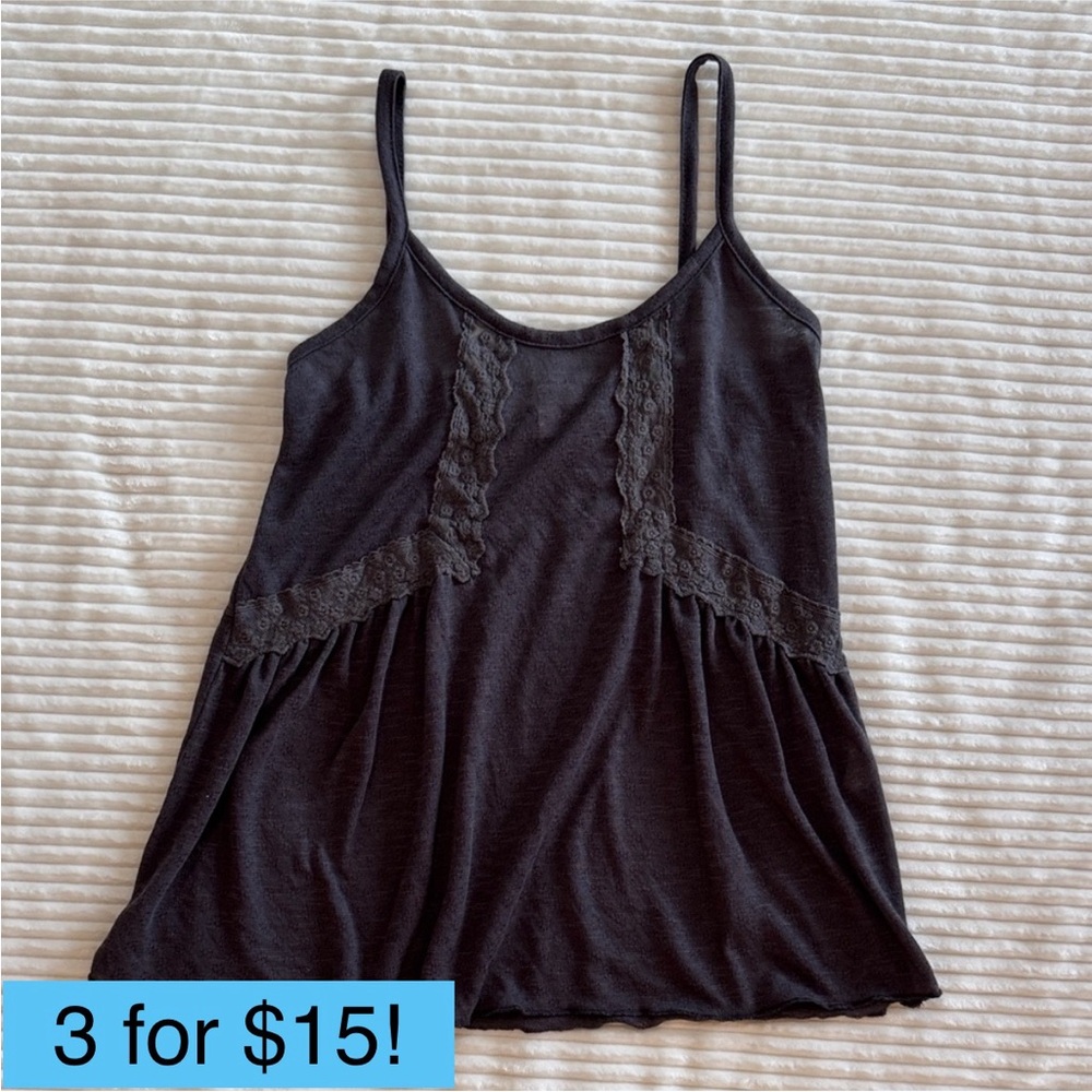 Delia's Charcoal Gray / Black Spaghetti Strap Lace Flowy Tank Top Small